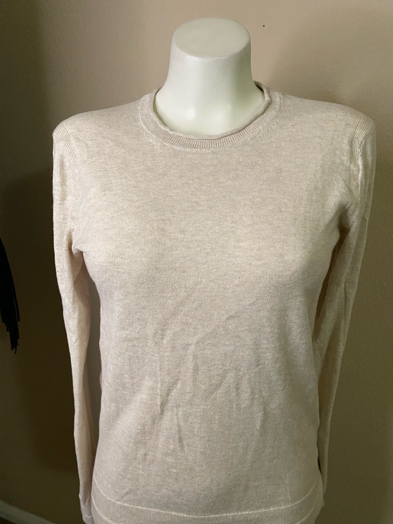 Armani Exchange Oatmeal Beige Knit Logo Crewneck Xs